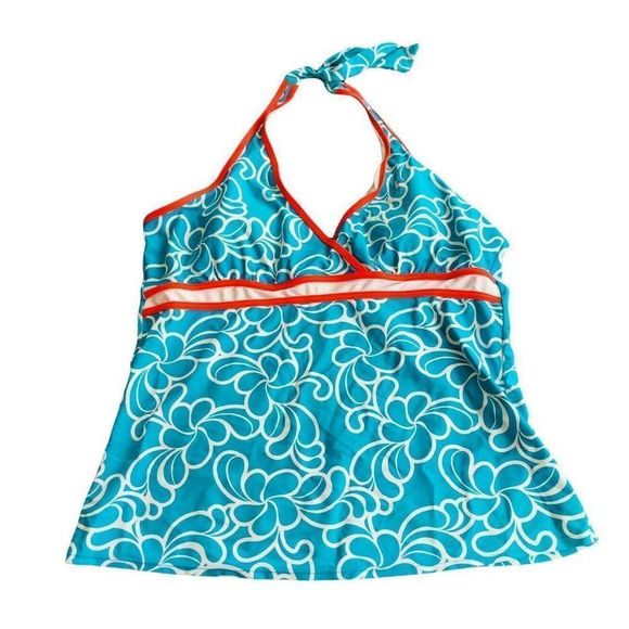 ATHLETECH WOMENS SZ 22W HALTER FLORAL SWIM BATHING TANKINI TOP 22 W - Picture 1 of 6